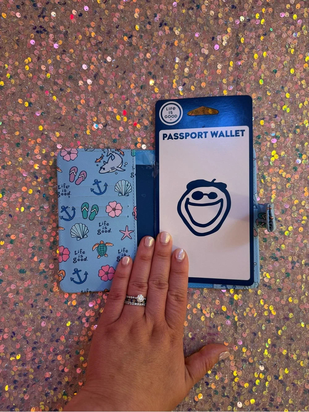 Life Is Good Passport Wallet - Beach Themed Pattern - NWT